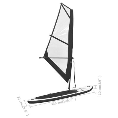 vidaXL Inflatable Stand Up Paddleboard with Sail Set Black and White