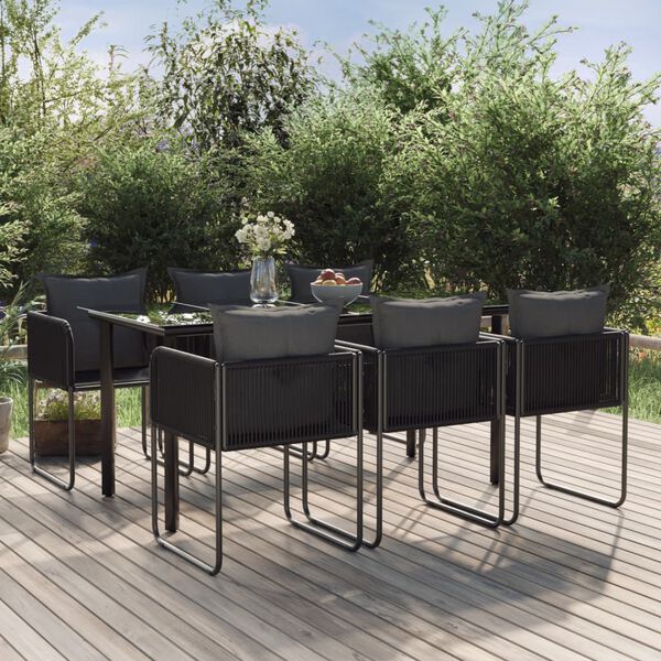 vidaXL Garden Dining Set Black PE Rattan Medium Seats Many
