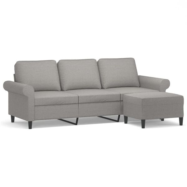 vidaXL 3-seater Sofa With Footstool Light grey