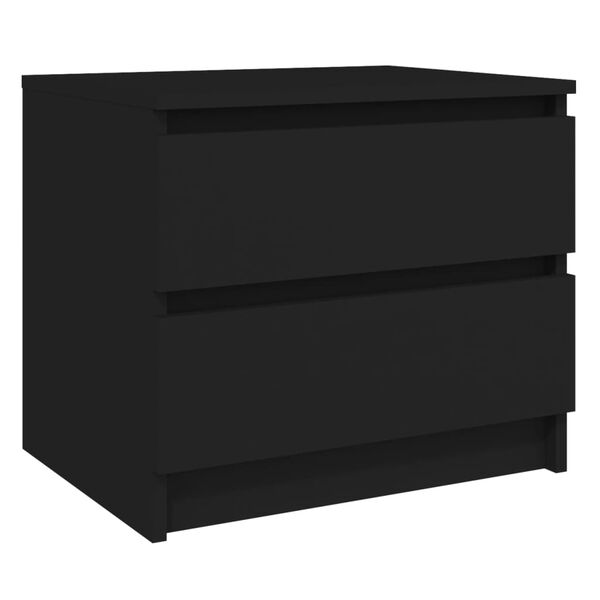 vidaXL Bed Cabinet Set of 2 Black Engineered wood Bed Cabinet