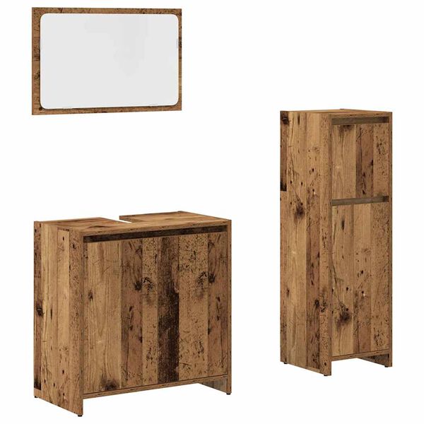 vidaXL Bathroom Furniture Set Old Wood Engineered Wood, Glass Standard