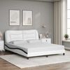 vidaXL Bed Frame without Mattress "Hvar" White and Black 63"x78.7" Faux Leather