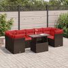 vidaXL 8 Piece Patio Sofa Set with Cushions Brown Poly Rattan Acacia