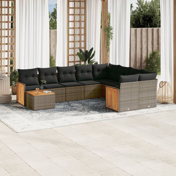vidaXL Garden Sofa Set Grey PE rattan Large Modular Garden Sofa Set