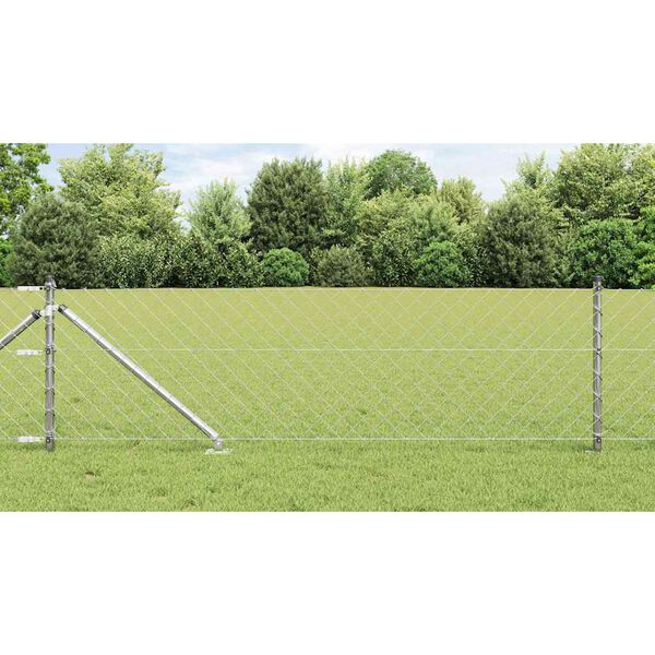 vidaXL Fence Post Silver 82.02 x 2.62 ft (2.36 x 2.36 in mesh) Steel