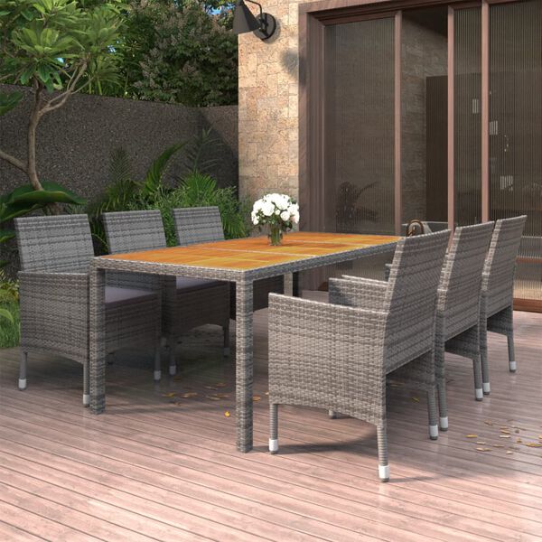 vidaXL Garden Dining Set Grey