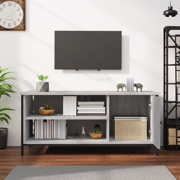 vidaXL TV Cabinet Gray Sonoma Engineered wood, steel Medium TV Cabinet
