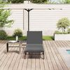vidaXL Sun Lounger Grey PE Rattan, Powder-Coated Steel Adjustable