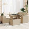 vidaXL Garden Sofa Set Beige PE rattan, powder-coated steel, tempered glass