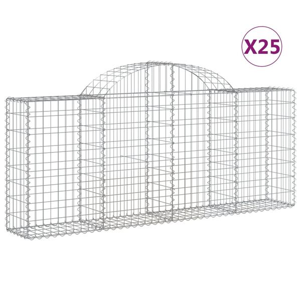 vidaXL Gabion Basket Set of 25 Silver Galvanized Iron Extra Tall