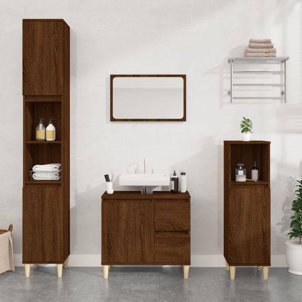 vidaXL Bathroom Cabinet Brown Oak Engineered wood, eucalyptus wood Medium
