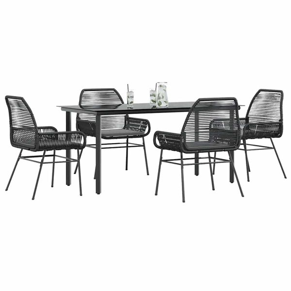 vidaXL Garden Dining Set Black, Dark Grey