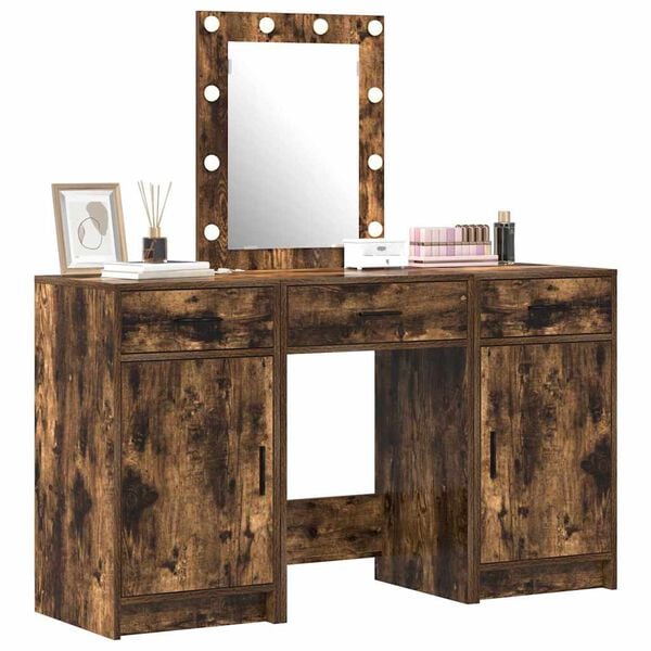 vidaXL Dressing Table Brown 19.69 x 16.14 x 53.15 in Engineered Wood