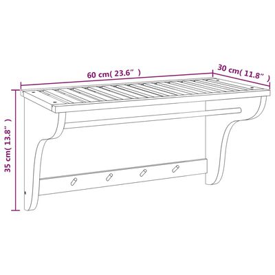 vidaXL Towel Rack 23.6"x11.8"x13.8" Solid Wood Walnut