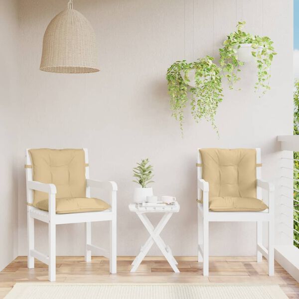 vidaXL Lowback Chair Cushion Set of 2 Melange Beige 100% Polyester