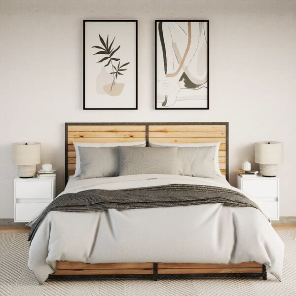 vidaXL Wall-mounted Bedside Cabinet Set of 2 White Engineered wood Small