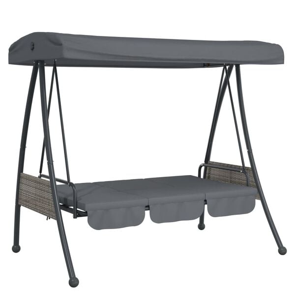 vidaXL Garden Swing Bench Dark grey Powder-coated steel Large