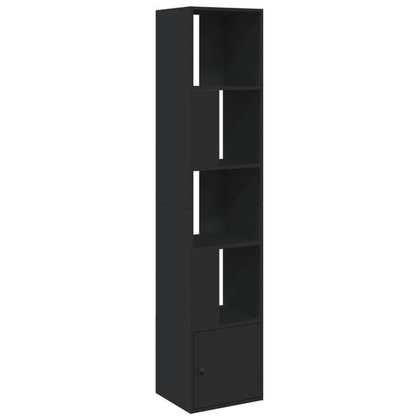 vidaXL Bookcase Black Engineered wood Tall Bookcase Rectangular