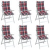 vidaXL Highback Chair Cushion Set of 6 Red check pattern