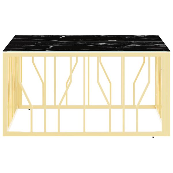 vidaXL Coffee Table Gold and Black Marble Stainless Steel and Tempered Glass