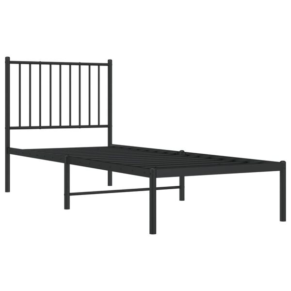 vidaXL Bed Frame Black Powder-Coated Steel Small Single Bed Frame