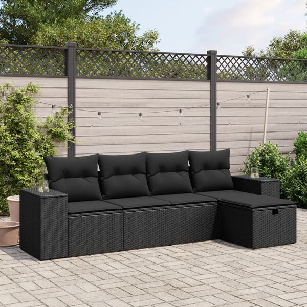 vidaXL Garden Sofa Set Black PE Rattan Large Modular Garden Sofa Set