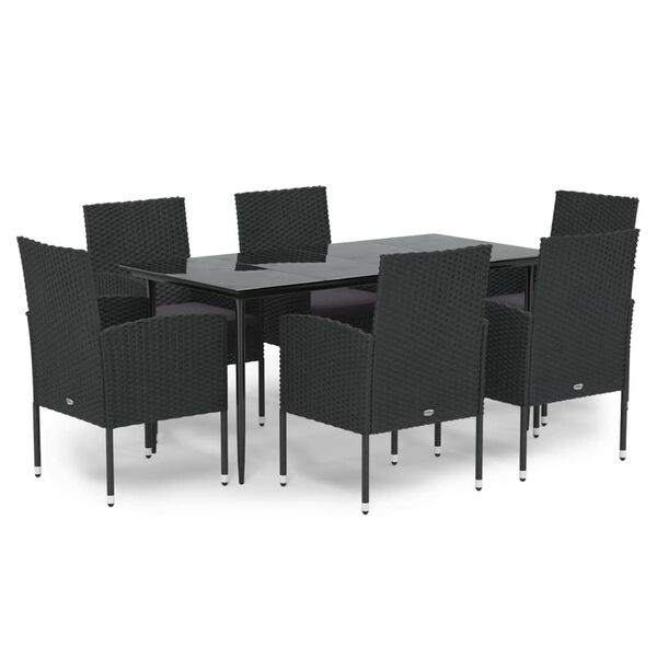 vidaXL Garden Dining Set Black Poly Rattan 7 Piece Set Durable