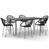 vidaXL 7 Piece Patio Dining Set Black PVC Rattan
