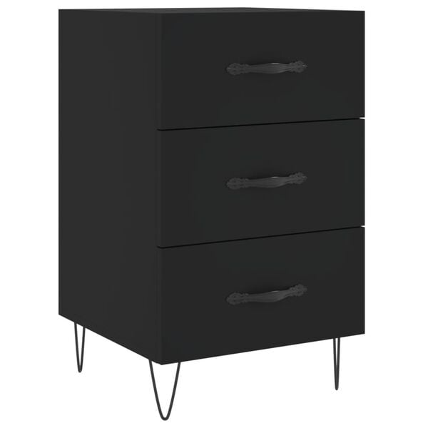 vidaXL Bedside Cabinet Black Engineered wood Medium Bedside Cabinet