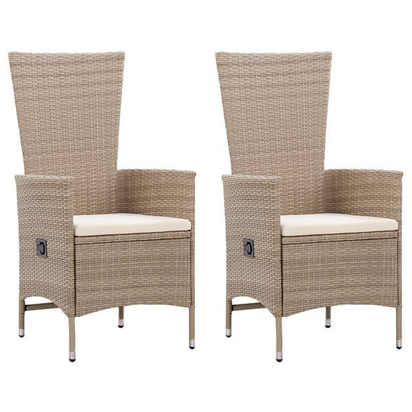 vidaXL Garden Chair Set of 2 Beige PE Rattan Standard