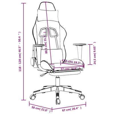 vidaXL Massage Gaming Chair with Footrest Black&Gray Faux Leather