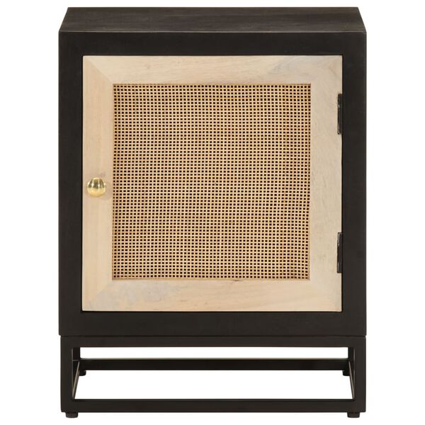 vidaXL Bedside Cabinet Black Solid mango wood and iron Standard