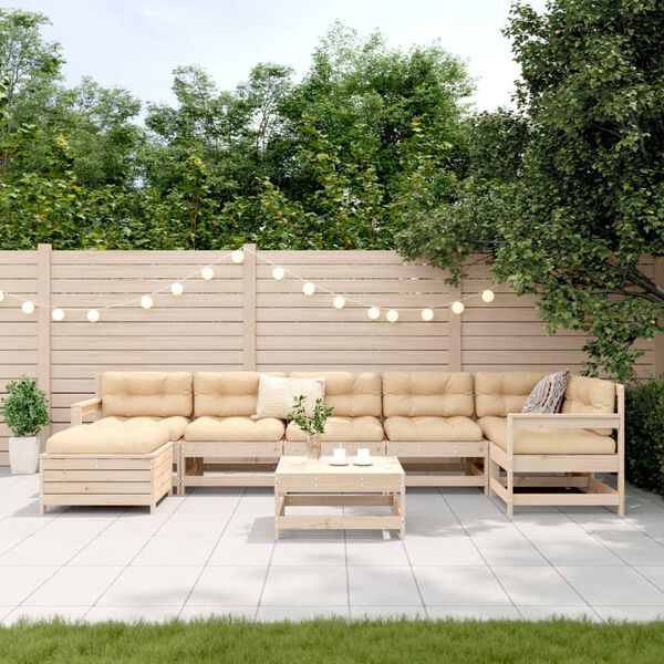 vidaXL Garden Sofa Set Natural wood Solid pine wood, Plywood 8 Piece Set