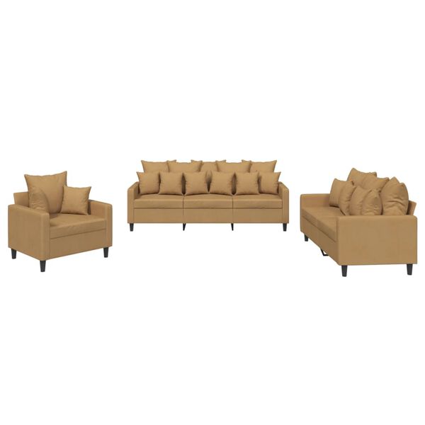 vidaXL Sofa Set Brown Velvet (100% polyester), metal, textilene, plywood