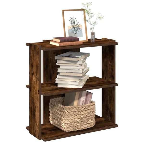 vidaXL Bookcase Smoked Oak Engineered Wood Small Bookcase Rectangular