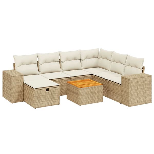 vidaXL Garden Sofa Set Beige, Cream White