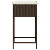 vidaXL Garden Bar Stool Brown Poly Rattan with a powder-coated steel frame