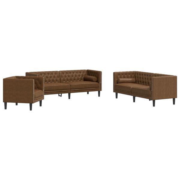 vidaXL Chesterfield Sofa Set Brown