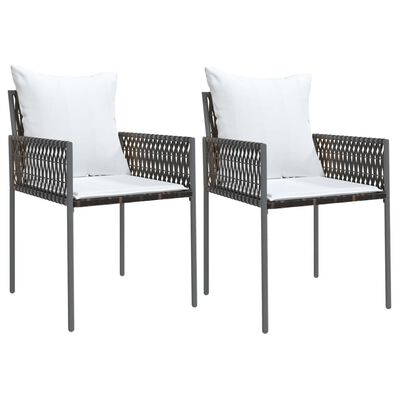 vidaXL 3 Piece Patio Dining Set with Cushions Poly Rattan and Steel