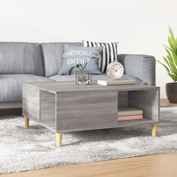 vidaXL Coffee Table Gray Sonoma Engineered wood, Solid eucalyptus wood