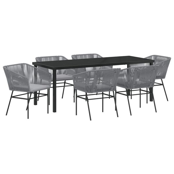 vidaXL Garden Dining Set 7 pcs Gray Poly rattan