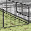 vidaXL Dog Kennel Black Steel Large Durable Dog Kennel Rectangular