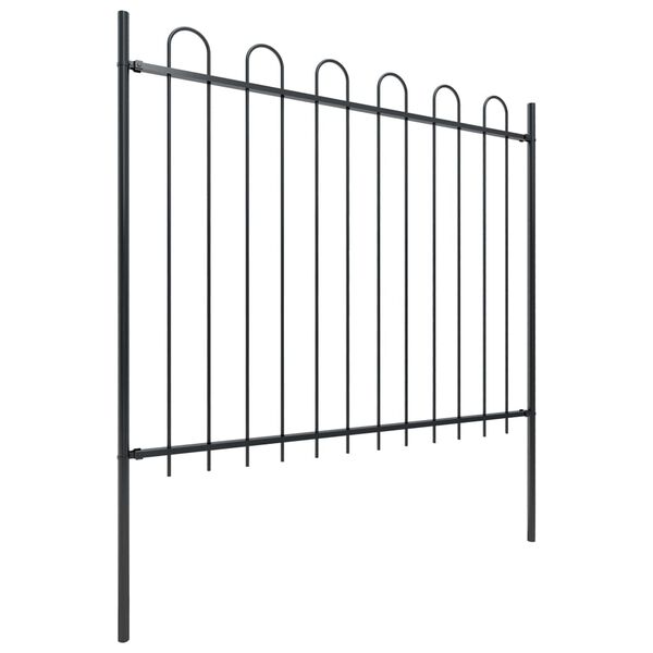 vidaXL Garden Fence with Hoop Top Steel 631.3"x59.1" Black