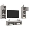 vidaXL 6 Piece TV Wall Units with LED Gray Sonoma Engineered Wood