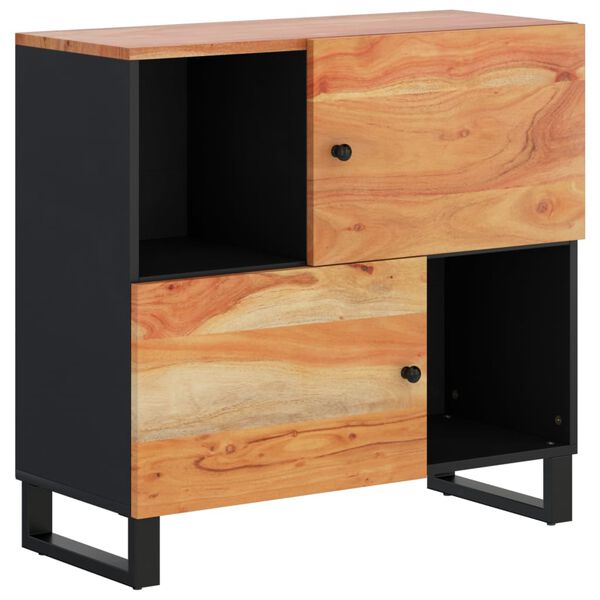 vidaXL Sideboard Natural and Black Solid Acacia Wood and Iron Medium