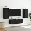 vidaXL 3 Piece TV Wall Stands with LED Lights Black