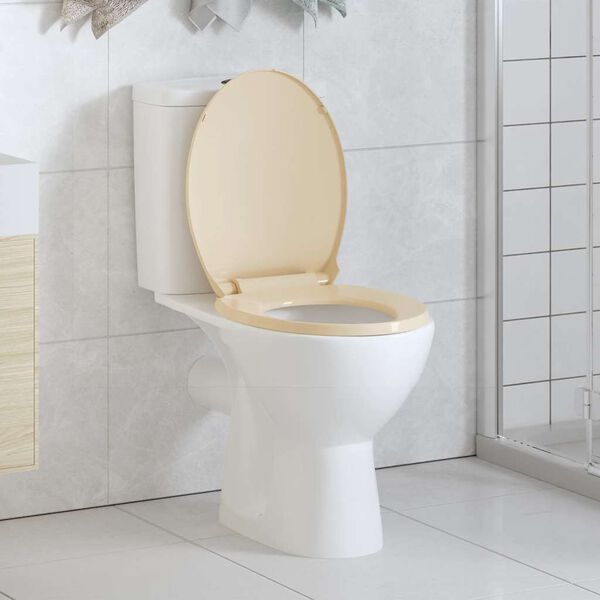 vidaXL Soft-Close Toilet Seat Beige Oval