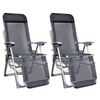 vidaXL Camping Chair Set of 2 Grey Aluminum frame Medium
