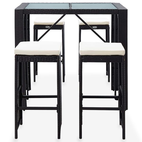 vidaXL Bar Set Poly rattan: Black