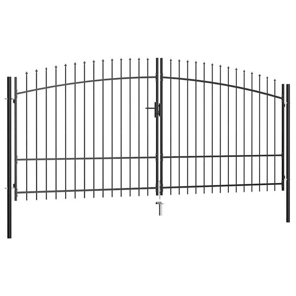 vidaXL Double Door Fence Gate with Spear Top 157.5"x88.6"